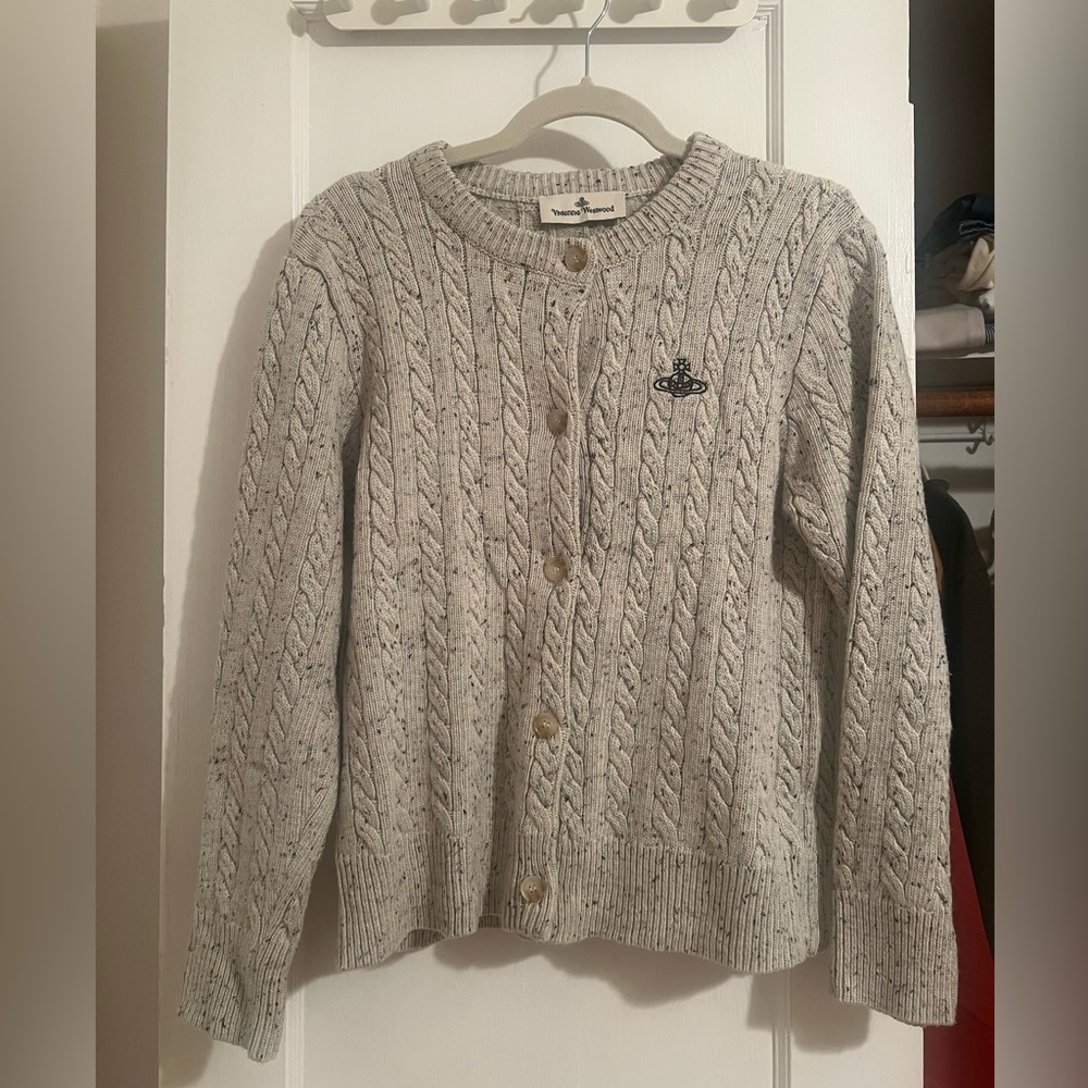 Vivienne Westwood Light Gray Cable Knit Cardigan